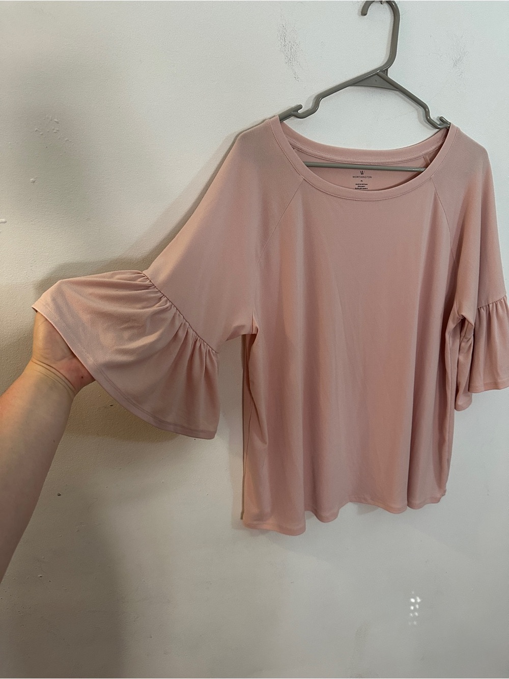 Worthington Blush Pink Ruffle Sleeve Tee